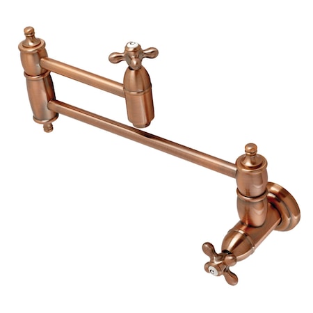 Kingston Brass KS310AXAC Restoration Wall Mount Pot Filler Kitchen Faucet, Copper KS310AXAC